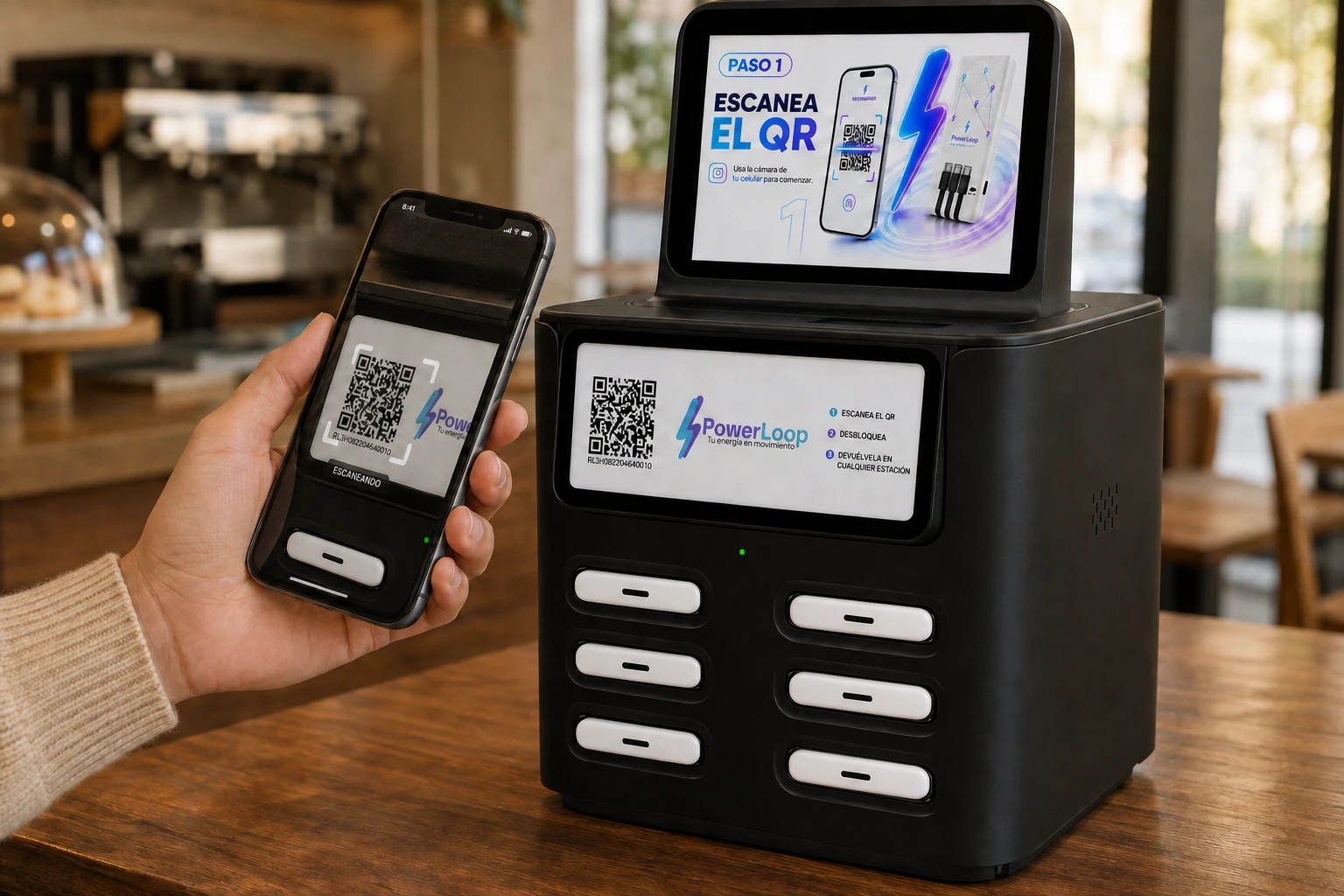 Paso 1: escanear el código QR de la estación PowerLoop para arrendar una powerbank