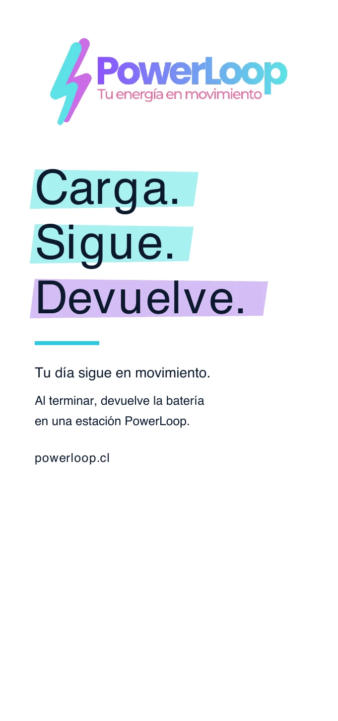 Cara de cables PowerLoop: Carga. Sigue. Devuelve.